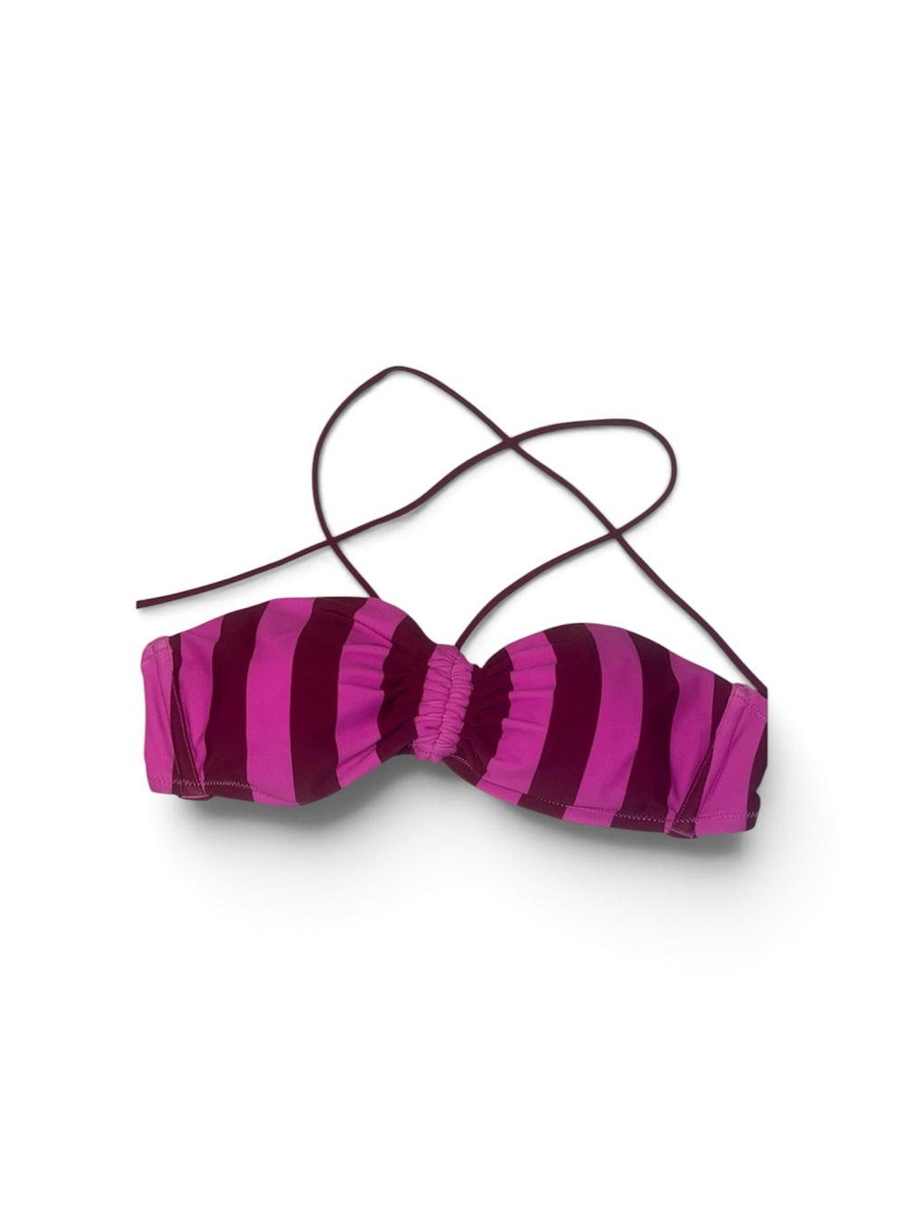 Shade & Shore Pink and Magenta Striped Bandeau Bikini Top